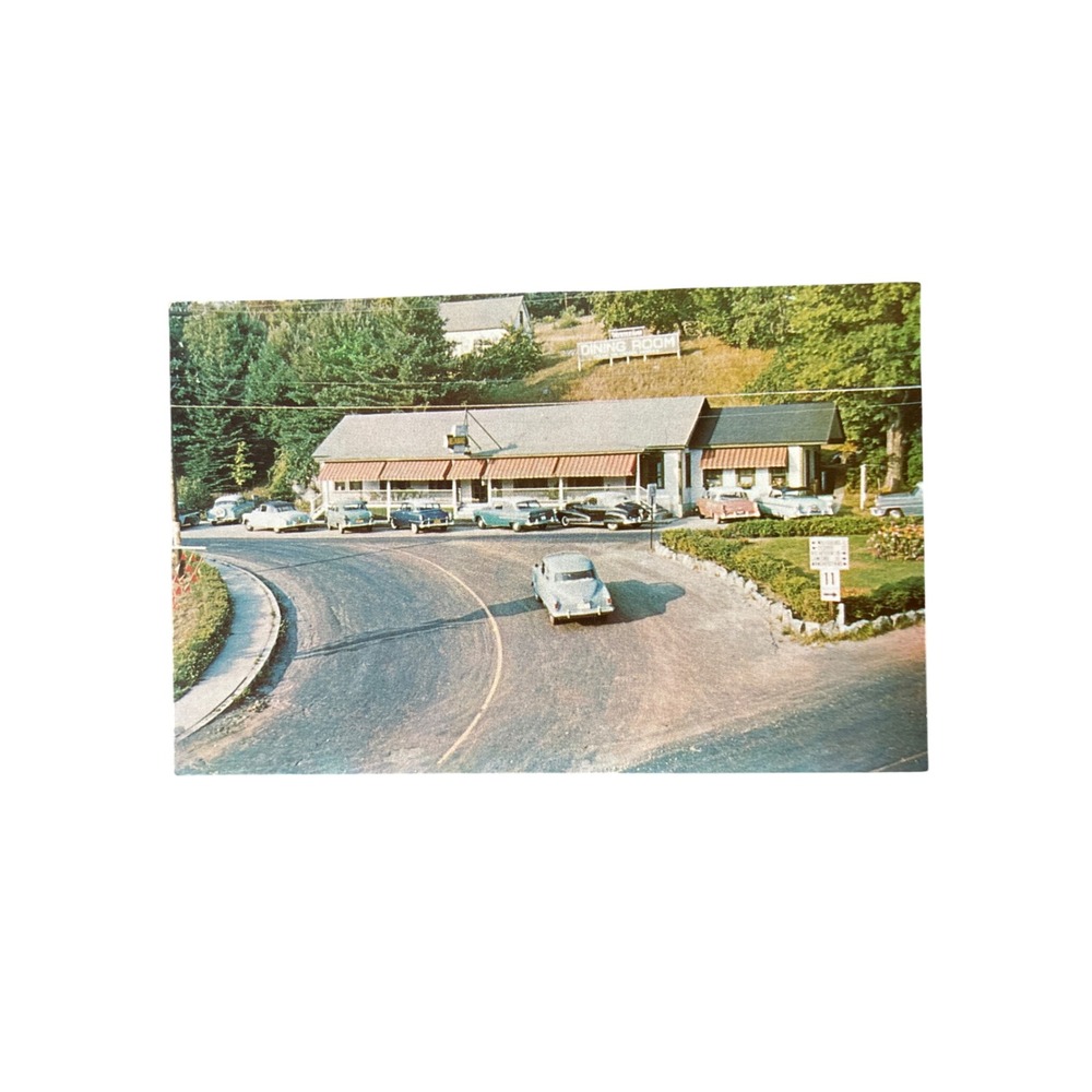 Vintage Myrtle Ann Dining Room Postcard Alton Bay NH Lusterchrome Tichnor Bros